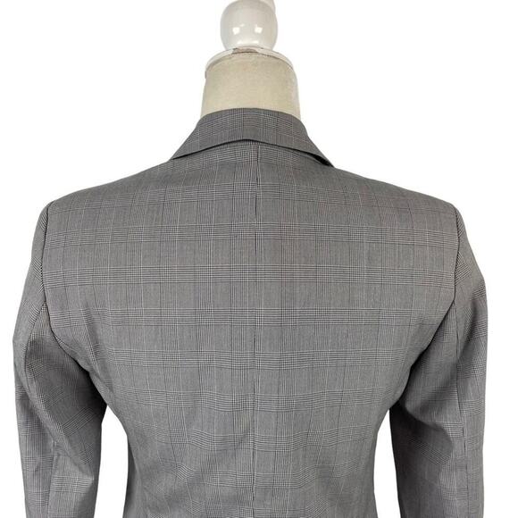 Zara Office Siren Fitted Single Breasted Check Plaid Blazer Size 4 Career Gray - Picture 12 of 16